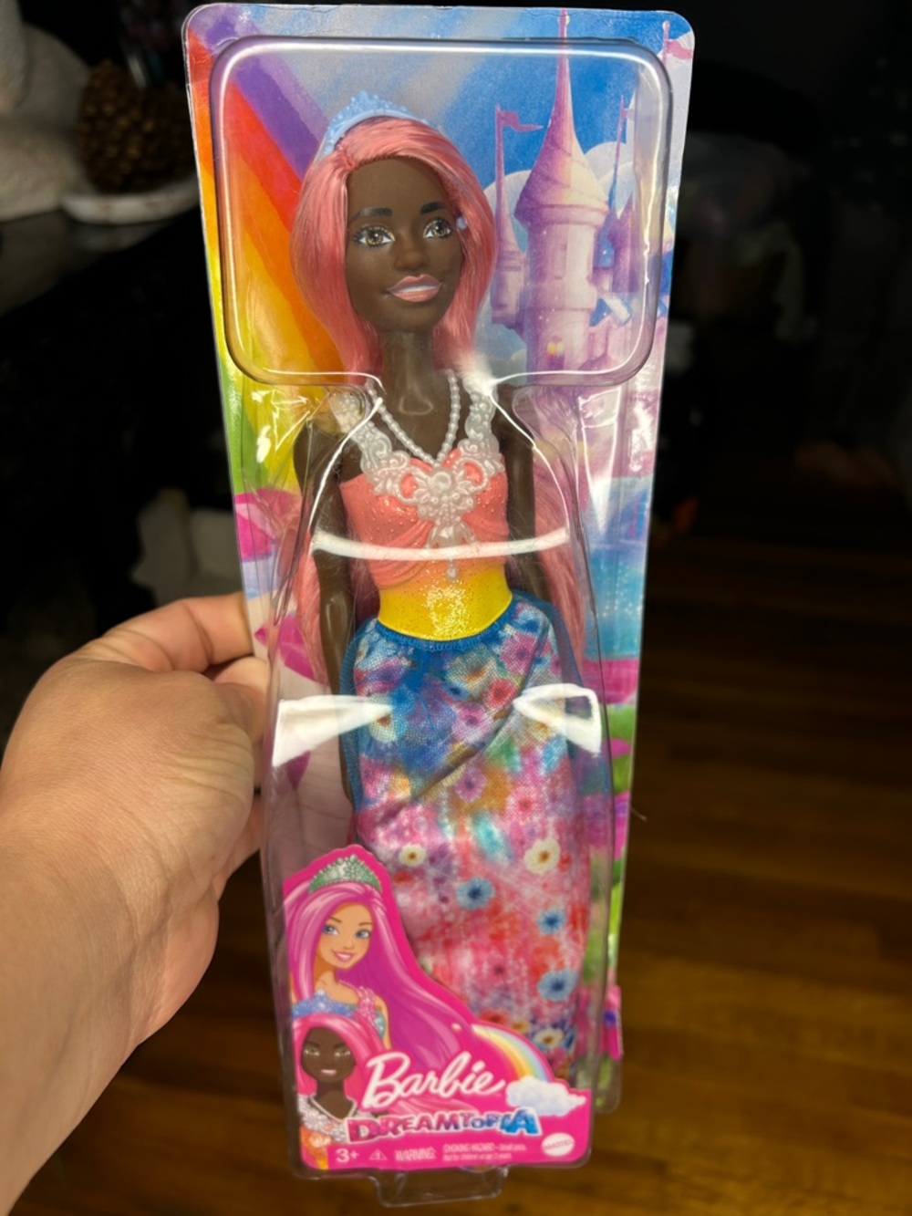 DREAMTOPIA BARBIE Doll with Pink Hair and Multicolor Floral Gown